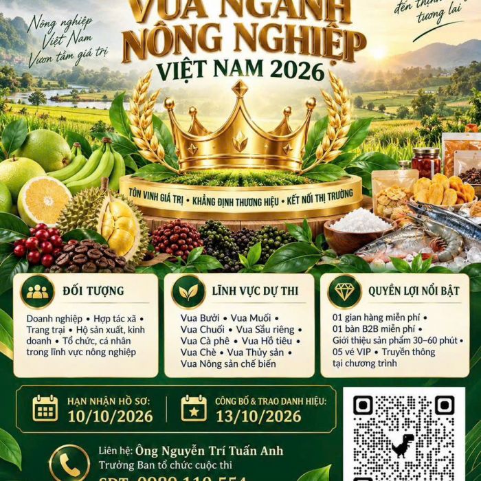 THÔNG BÁO MỜI ĐĂNG KÝ THAM GIA CUỘC THI “VUA NGÀNH NÔNG NGHIỆP VIỆT NAM 2026”